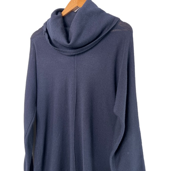 Max Studio NWT Navy Blue 100% Extrafine Merino Wool Cowl Neck Sweater Size M - Picture 5 of 8